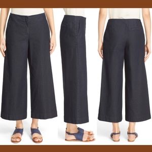 NWT Lafayette 148 New York Morton Denim Culottes Pants‎ Indigo Blue [SZ 8 ]